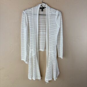 Jessica Simpson White Open-Front Knit Sweater Sheer Lightweight Small
